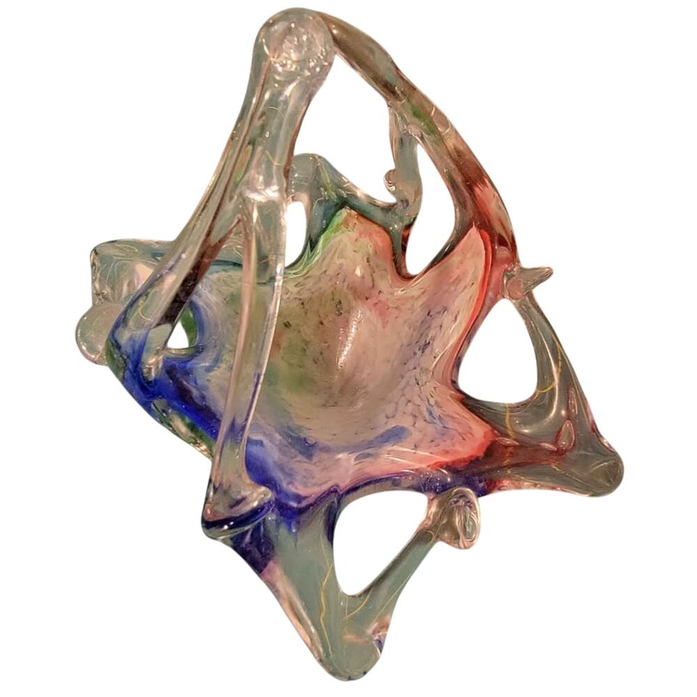 Murano blown glass basket